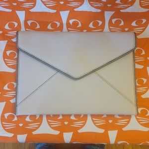 Rebecca Minkoff Leather Clutch bag in putty, grey. New with tags. Sleek classic